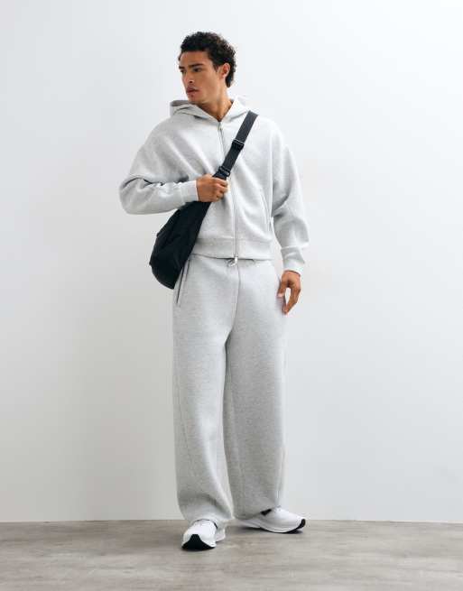 4505 Rest Day boxy zip up hoodie in scuba-style fabric in light grey marl, 2 of 3