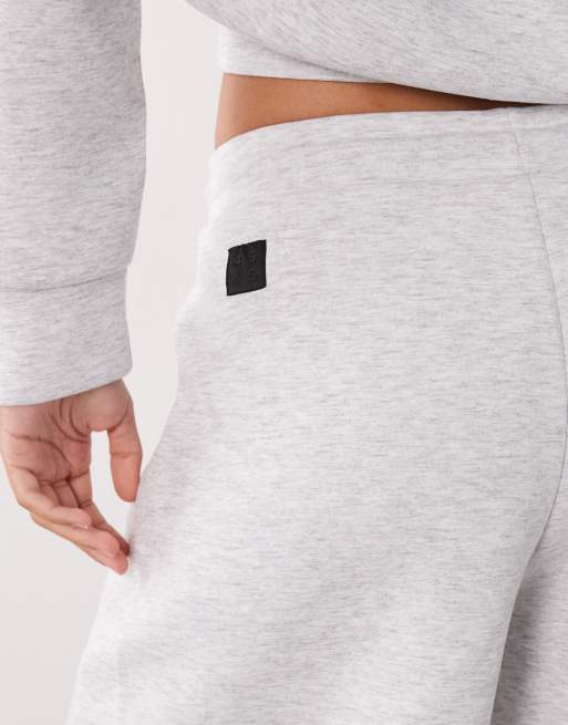 4505 Rest Day barrel leg trackies in scuba-style fabric in grey marl, 4 of 5