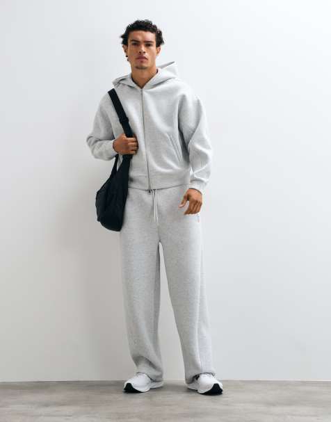 4505 Rest Day boxy zip up hoodie in scuba-style fabric in light grey marl - view 1