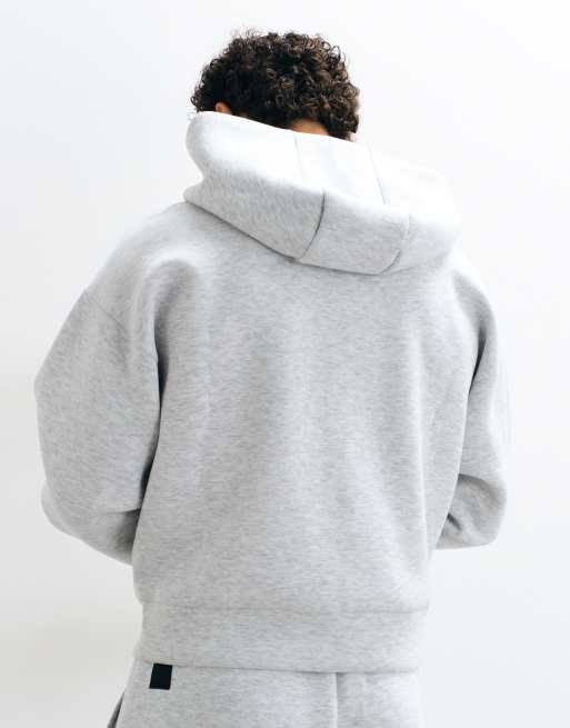 4505 Rest Day boxy zip up hoodie in scuba-style fabric in light grey marl, 5 of 5