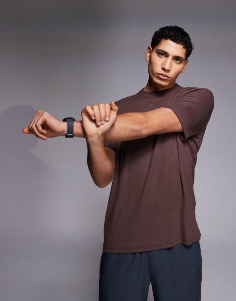 4505 - Rest Day - Brun ribstrikket slim fit-T-shirt i superblød modal - view 1