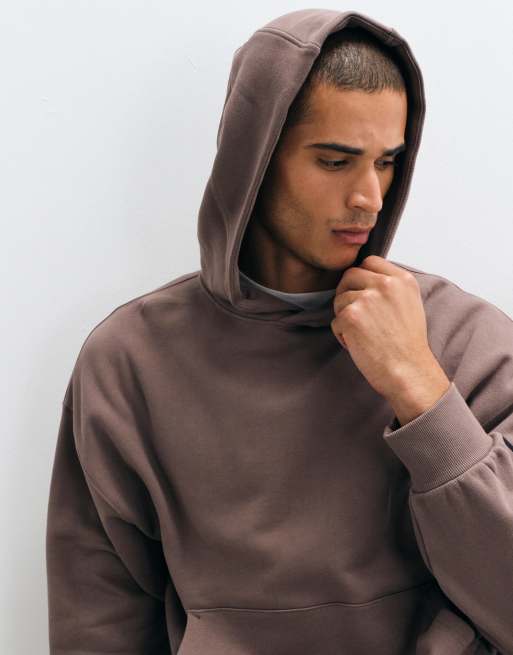 4505 Rest Day felpa con cappuccio boxy da 400 gsm in cotone pesante, marrone taupe, 5 di 5