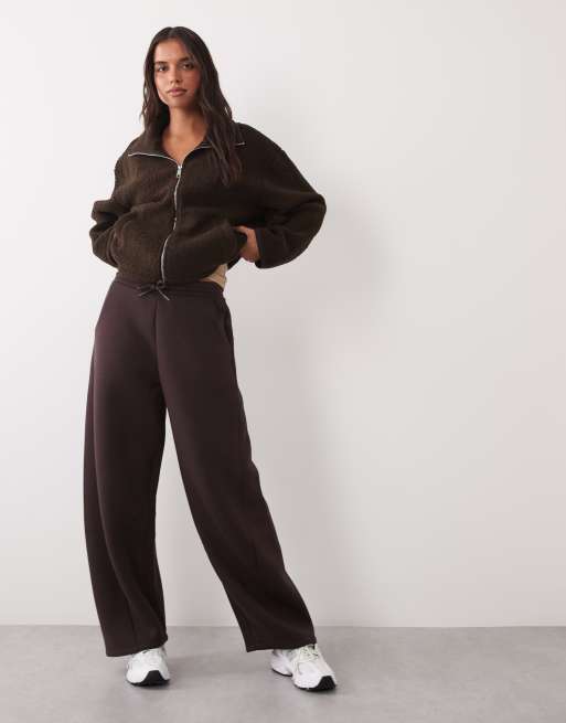 4505 Rest Day funnel neck boxy borg fleece with zip pockets in chocolate, 2 of 4