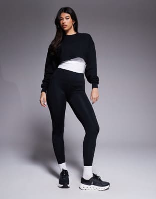4505 Rest Day Heavyweight 420gsm Cotton Cropped Boxy Sweatshirt In Black