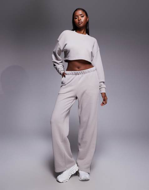 4505 Rest Day heavyweight 420gsm cotton low-rise wide leg trackies in washed mink - view 1
