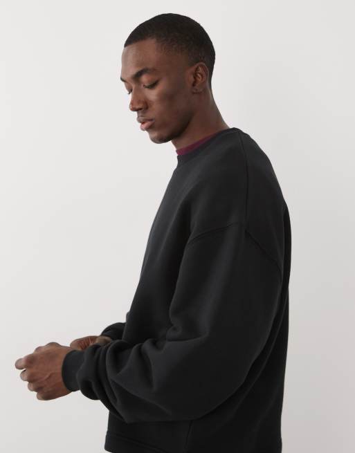 4505 Rest Day heavyweight 420gsm cotton oversized boxy sweatshirt in washed black, 4 of 5