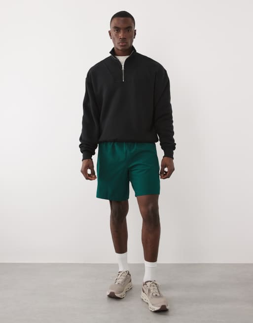4505 Rest Day heavyweight 420gsm cotton oversized funnel neck 1/4-zip sweatshirt in washed black, 2 of 5