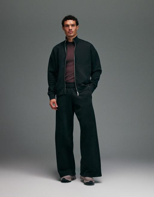4505 Rest Day heavyweight 440gsm cotton oversized boxy zip up funnel neck sweat in washed black, 3 of 5
