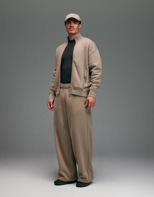 4505 Rest Day heavyweight 440gsm cotton oversized boxy zip up funnel neck sweatshirt in sandstone, 2 of 5