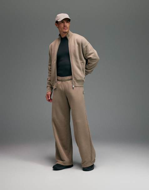 4505 Rest Day heavyweight 440gsm cotton super oversized sweatpants with zip pockets in sandstone - view 1