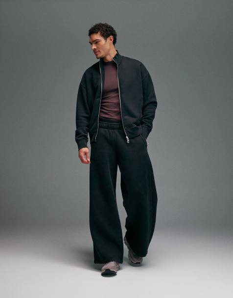 4505 Rest Day heavyweight 440gsm cotton super oversized sweatpants with zip pockets in washed black - view 1