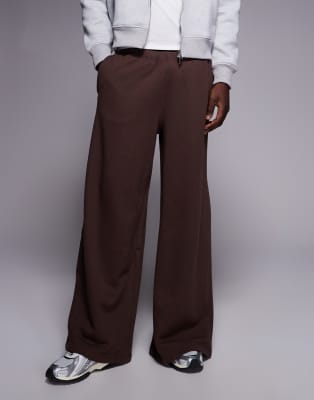 4505 Rest Day Heavyweight 440gsm Cotton Super Oversized Sweatpants With Zip Pockets In Brown