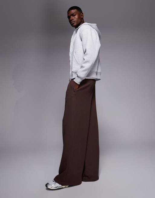 4505 Rest Day heavyweight 440gsm cotton super oversized sweatpants with zip pockets in washed brown, 3 of 5