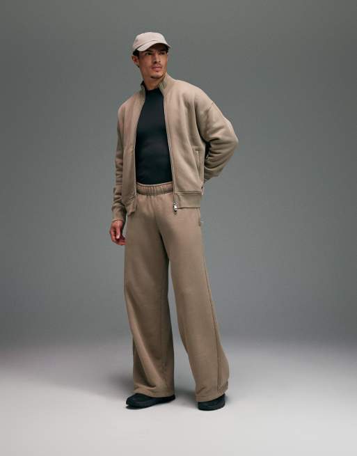 4505 Rest Day heavyweight 440gsm cotton super oversized trackies with zip pockets in sandstone, 4 of 5