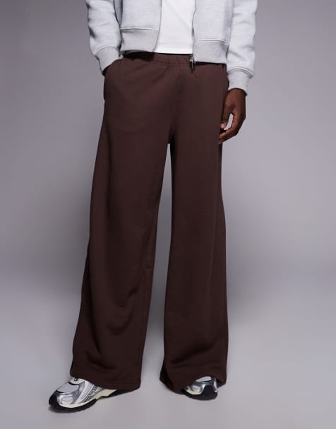 4505 Rest Day heavyweight 440gsm cotton super oversized trackies with zip pockets in washed brown - view 1