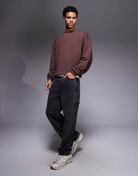 4505 Rest Day heavyweight 440gsm cotton super oversized tracksuit set in washed brown - view 1