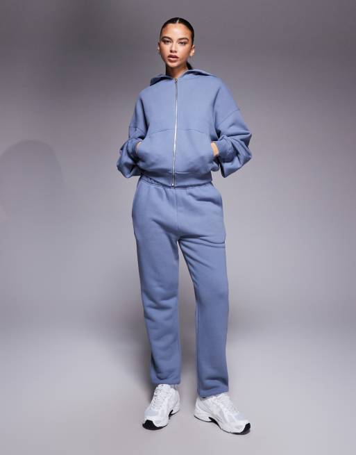 4505 - Rest Day - Joggers a vita bassa pesanti in cotone 420 gsm con fondo elasticizzato color grigio pietra focaia slavato