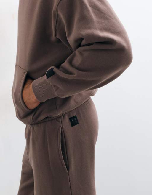4505 Rest Day joggers holgados con puños de algodón grueso de 400 gsm en marrón topo, 4 de 5