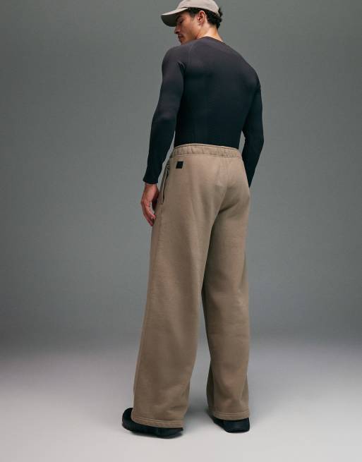 4505 - Rest Day - Joggers super oversize pesanti in cotone da 440 g/m² color arenaria con zip sulle tasche