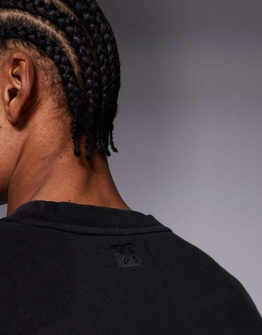 4505 – Rest Day – Kastiges, Oversize-Sweatshirt aus schwerer Baumwolle in verwaschenem Schwarz, 440 g/m² , 4 von 5