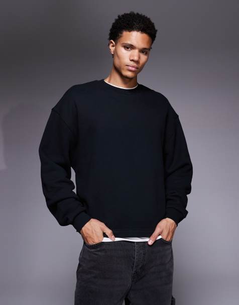 4505 – Rest Day – Kastiges, schweres Oversize-Sweatshirt aus Baumwolle in verwaschenem Schwarz, 420 g/m² - view 1