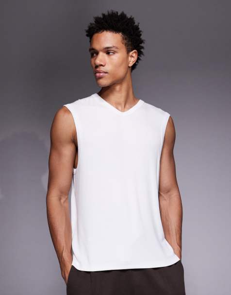 4505 Rest Day modal rib knit slim fit v-neck tank top in white - view 1