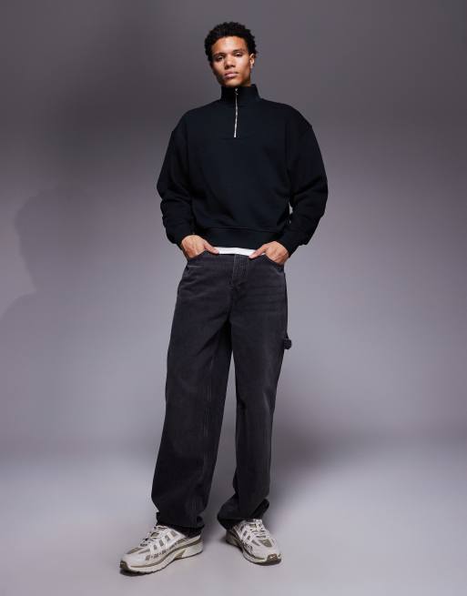 4505 - Rest Day - Oversized og forvasket sort træningssæt i kraftig 440 gsm-bomuld