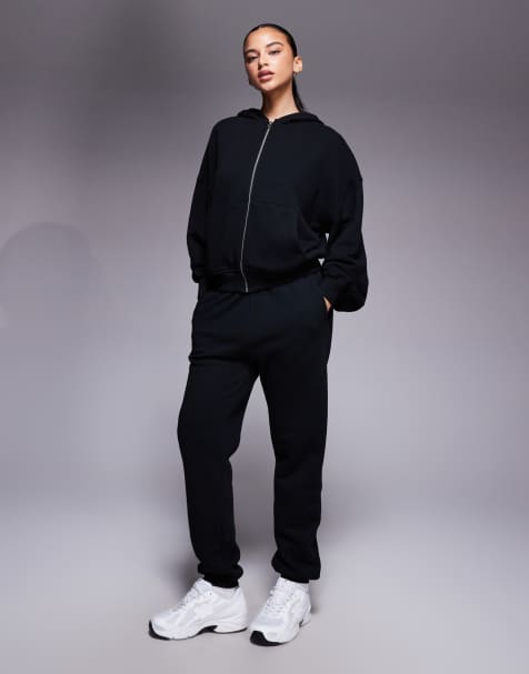 4505 - Rest Day - Pantalon de jogging ample resserré aux chevilles en coton épais 420 g/m<sup>2</sup> à taille basse - Noir délavé - view 1