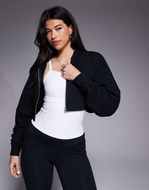 4505 – Rest Day – Schwere, extrem kurze Kapuzenjacke aus Baumwolle in verwaschenem Schwarz mit weiter Ärmelöffnung und Reißverschluss, 420 g/m² - view 1