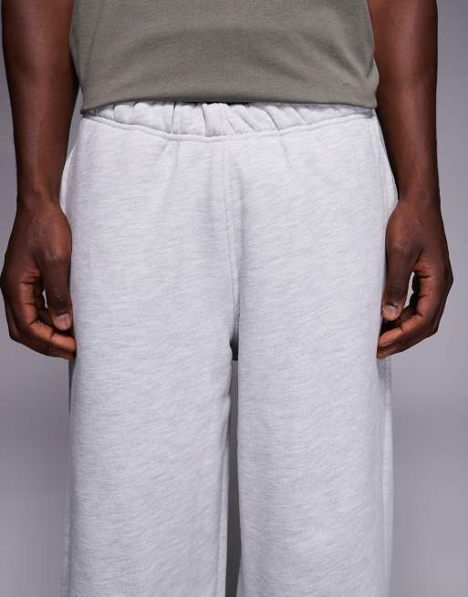 4505 – Rest Day – Schwere Super-Oversize-Jogginghose aus Baumwolle in Hellgrau meliert mit Reißverschlusstaschen, 440 g/m², 5 von 5