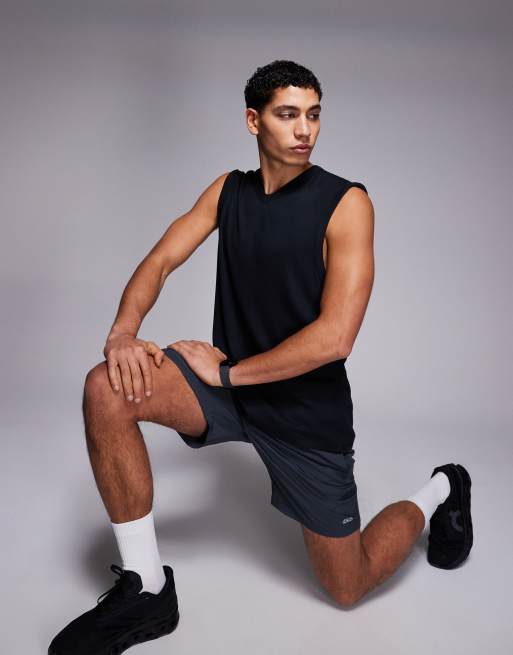 4505 - Rest Day - Sort ribstrikket slim fit-tanktop i superblød modal med V-hals , 4 af 5