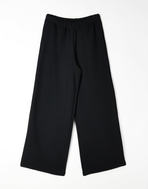 4505 – Rest Day – Svarta, tvättade och kraftiga mjukisbyxor i bomull och extra oversize med blixtlåsfickor, 440gsm - view 1