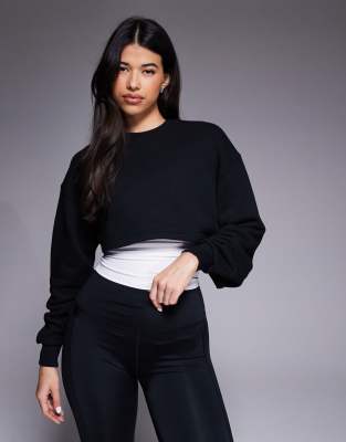 4505 - Rest Day - Sweat court coupe carrée en coton épais 420 g/m² - Noir délavé