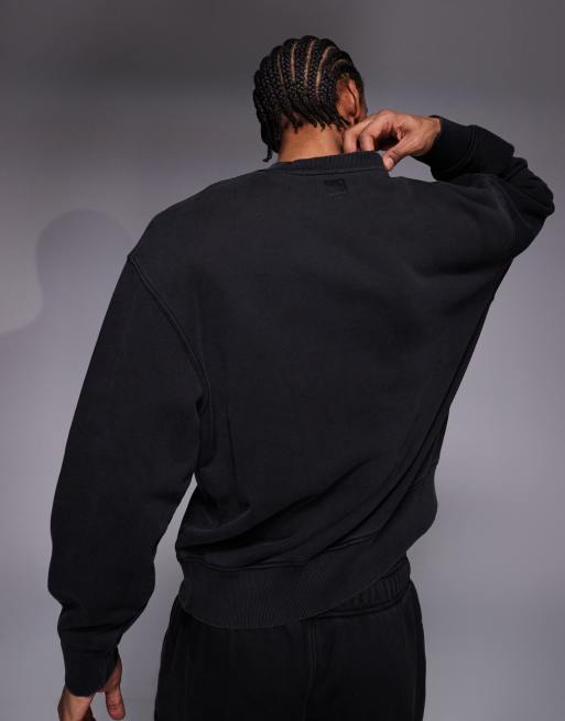 4505 - Rest Day - Sweat oversize coupe carrée en coton épais 440 g/m<sup>2</sup> - Noir délavé, 3 de 5