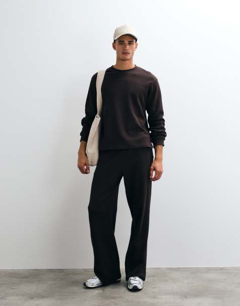 4505 - Rest Day - T-shirt met lange mouwen van wafelstof in bruin - view 1