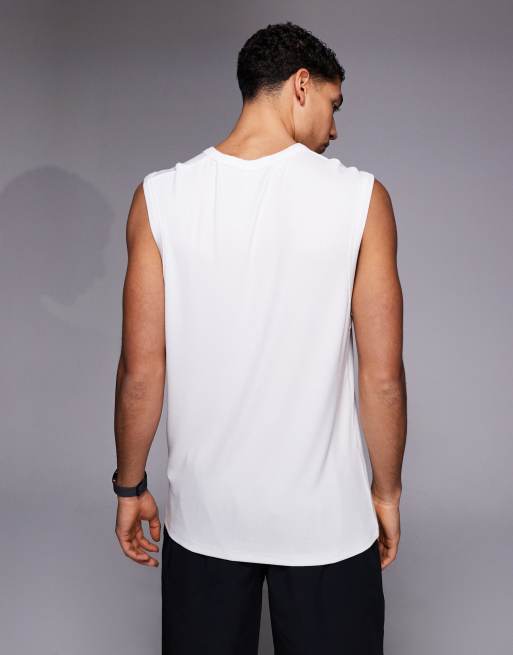4505 - Rest Day - Top senza maniche slim in modal super morbido a coste bianco con scollo a V, 3 di 5
