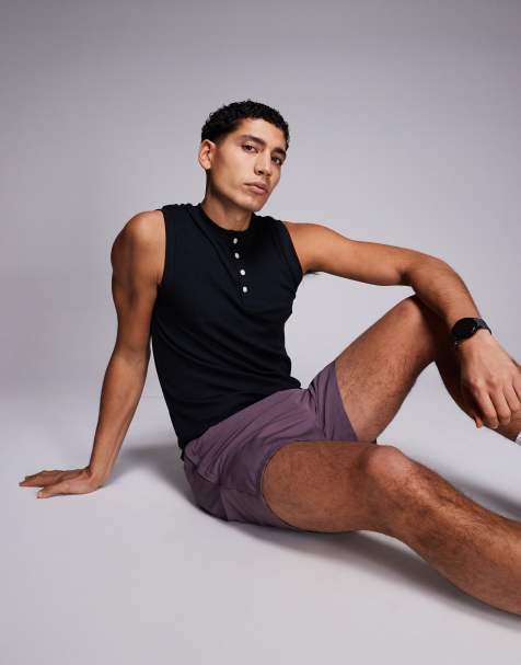 4505 - Rest Day - Top senza maniche slim in modal super morbido a coste nero con scollo serafino - view 1