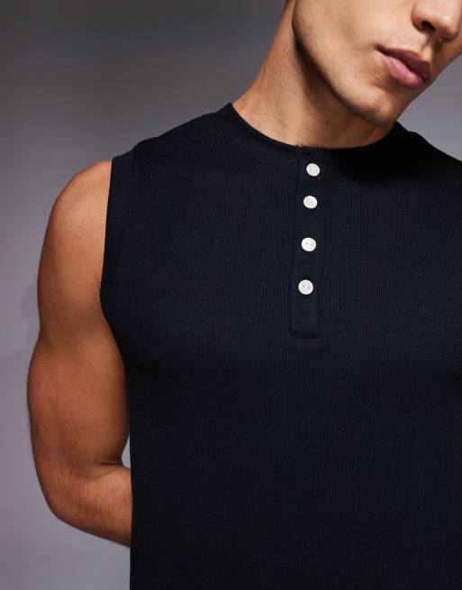 4505 - Rest Day - Top senza maniche slim in modal super morbido a coste nero con scollo serafino, 5 di 5