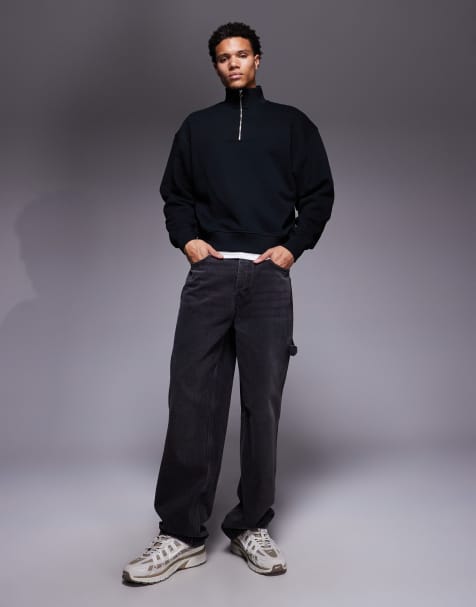 4505 - Rest Day - Tuta sportiva oversize in cotone pesante da 440 gsm nero slavato - view 1