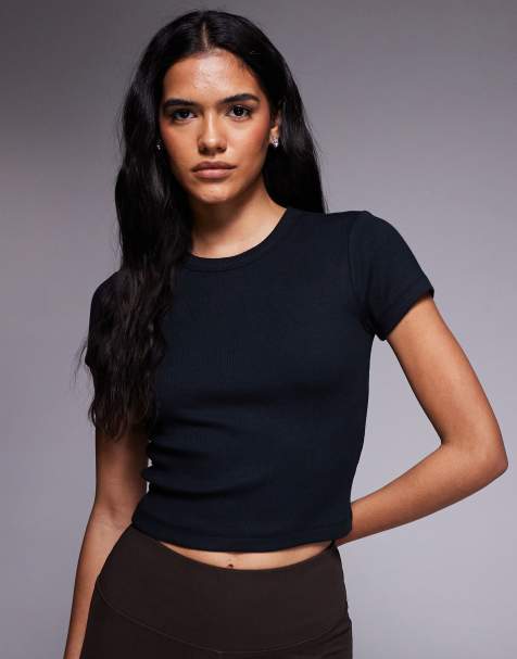 4505 Rest Day ultra soft modal rib cropped baby t-shirt in black - view 1