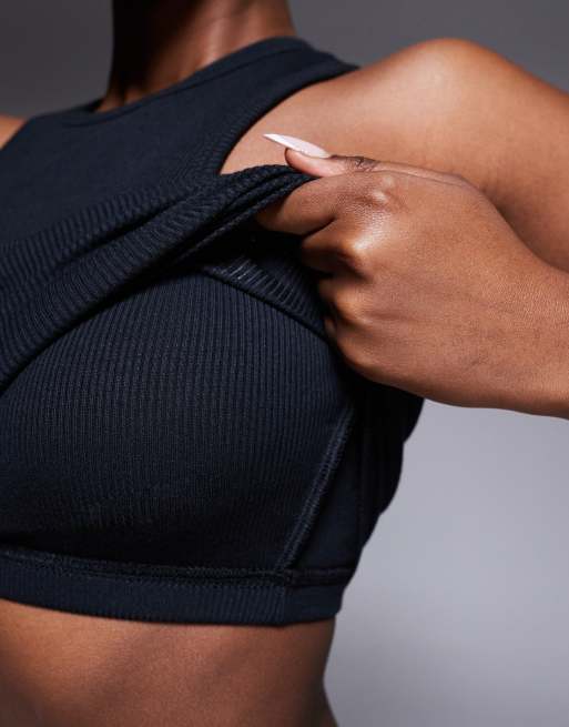 4505 Rest Day ultra soft modal rib racer vest with inner bra and removeable padding in black , 2 of 4