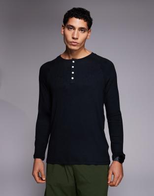 4505 Rest Day ultra soft modal rib slim fit raglan henley long sleeve t ...