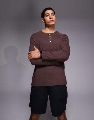 4505 Rest Day ultra soft modal rib slim fit raglan henley long sleeve t ...