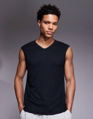 4505 Rest Day Ultra Soft Modal Ribbed Slim Fit V Neck Tank In Blue