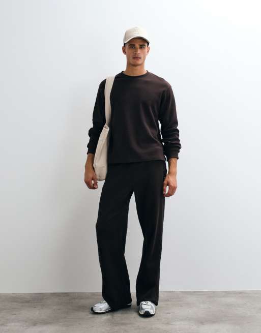 4505 Rest Day waffle long sleeve t-shirt in brown, 2 of 5