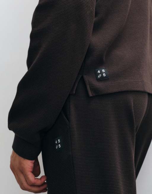 4505 Rest Day waffle long sleeve t-shirt in brown, 4 of 5