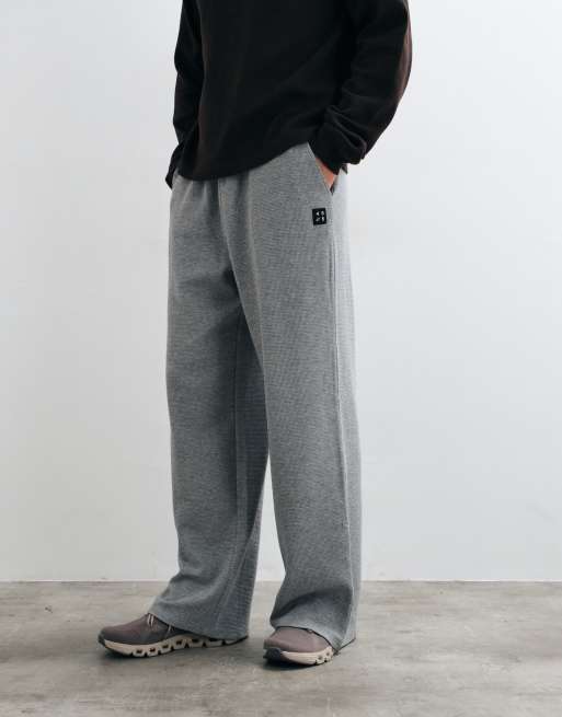 4505 Rest Day waffle wide leg sweatpants with drawstring waist in gray heather, 3 of 5