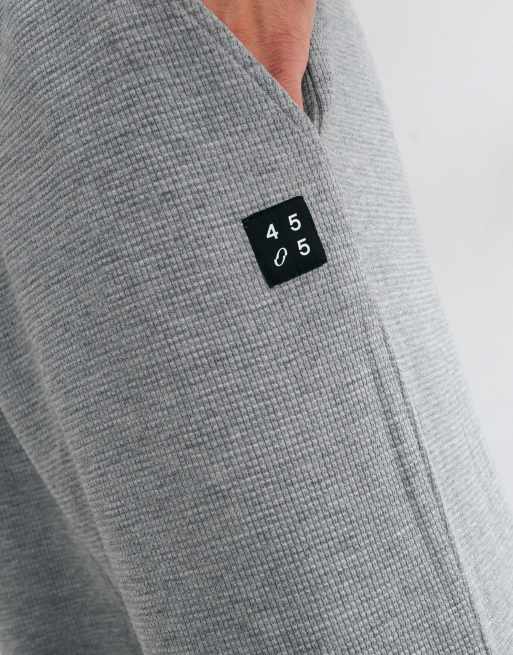 4505 Rest Day waffle wide leg sweatpants with drawstring waist in gray heather, 4 of 5