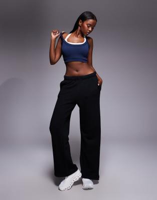 4505 - Rest Day - Weit geschnittene, schwere Baumwoll-Jogginghose in Schwarz mit niedrigem Bund, 420 g/m²