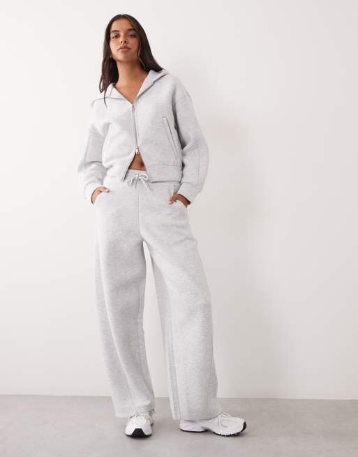 4505 Rest Day zip up cocoon hoodie in scuba-style fabric in light grey marl, 2 of 4